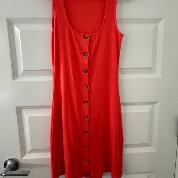 Sezane Fabiola Short Dress Bright Peach - Size S - Picture 3 of 5